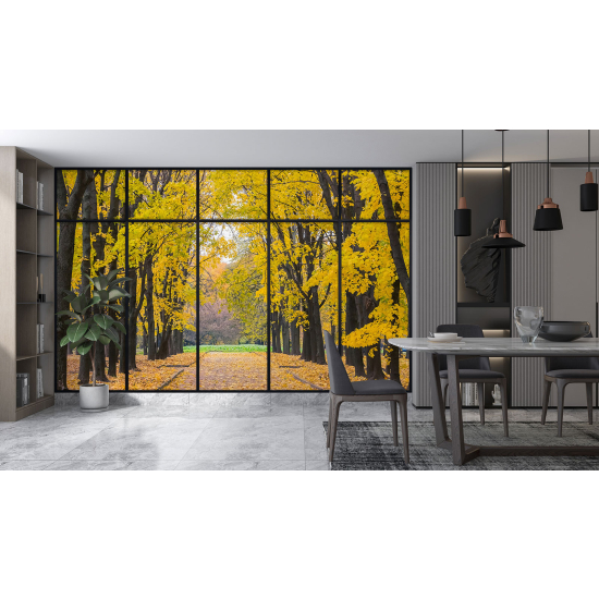 Papel pintado panorámico trampantojo - Camino árboles
