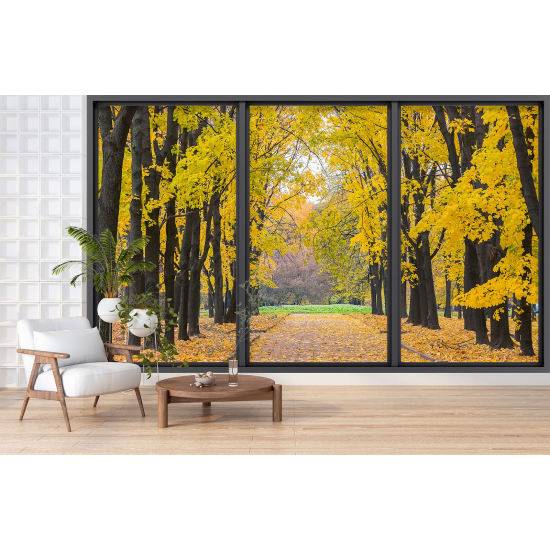 Papel pintado panorámico trampantojo - Camino bosque