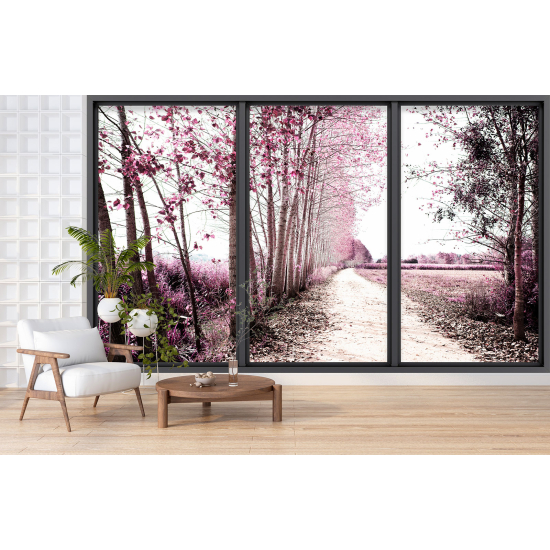 Papel pintado panorámico trampantojo - Camino bosque