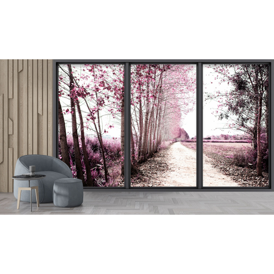 Papel pintado panorámico trampantojo - Camino bosque