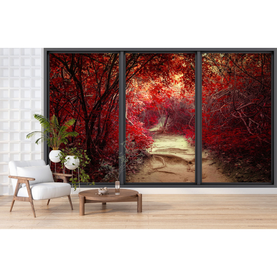 Papel pintado panorámico trampantojo - Camino bosque