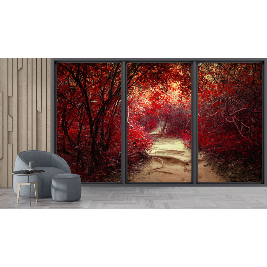 Papel pintado panorámico trampantojo - Camino bosque