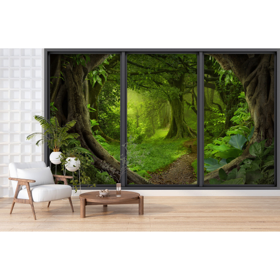 Papel pintado panorámico trampantojo - Camino bosque