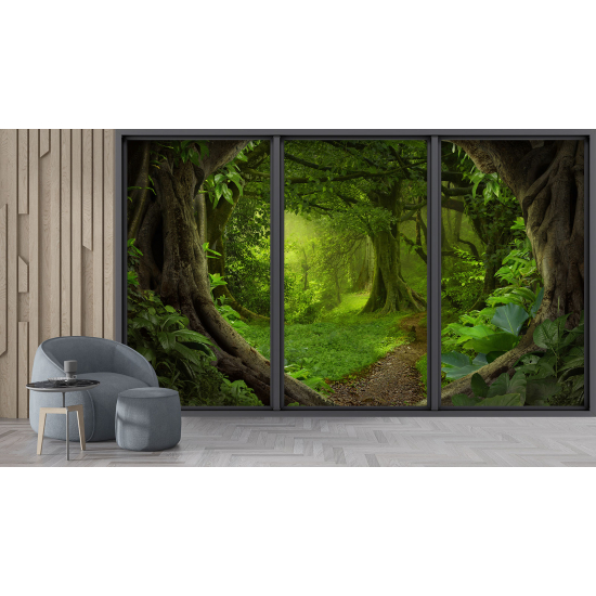Papel pintado panorámico trampantojo - Camino bosque