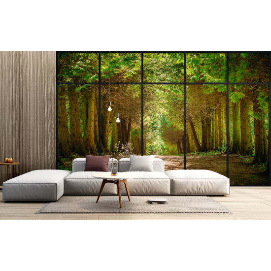 Papel pintado panorámico trampantojo - Camino bosque