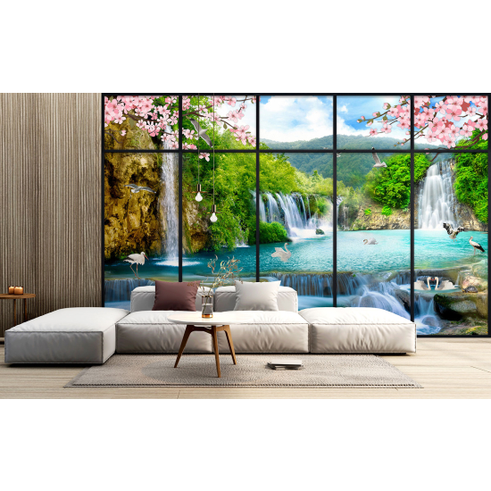 Papel pintado panorámico trampantojo - Cascadas