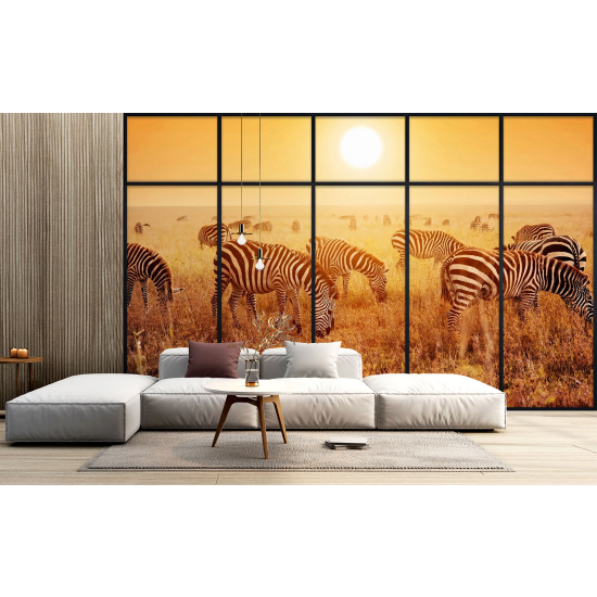 Papel pintado panorámico trampantojo - Cebras
