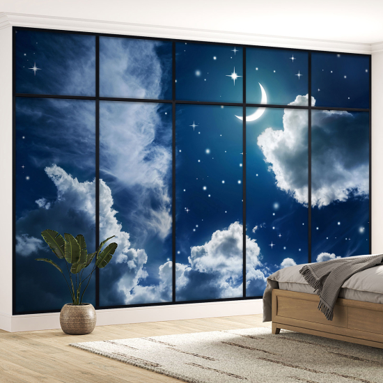 Papel pintado panorámico trampantojo - Cielo estrellado