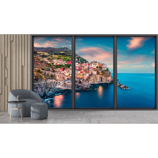 Papel pintado panorámico trampantojo - Cinque terre