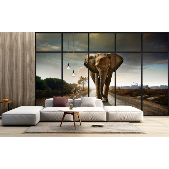 Papel pintado panorámico trampantojo - Elefante
