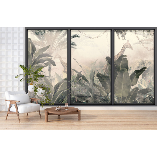 Papel pintado panorámico trampantojo - Jirafas