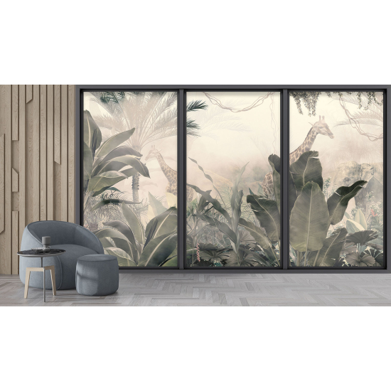 Papel pintado panorámico trampantojo - Jirafas