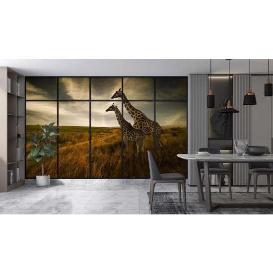 Papel pintado panorámico trampantojo - Jirafas