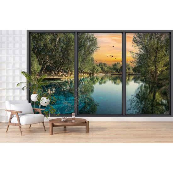 Papel pintado panorámico trampantojo - Lago y bosque