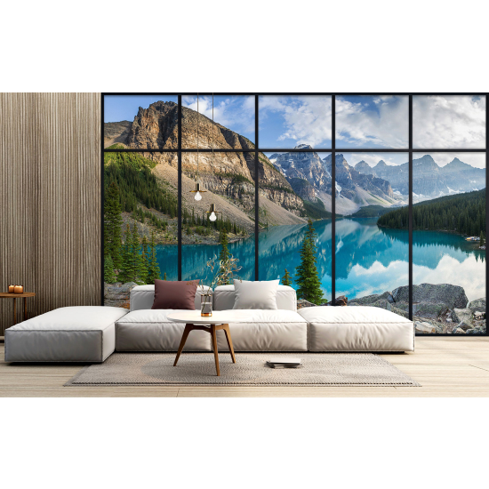Papel pintado panorámico trampantojo - Lago y montañas