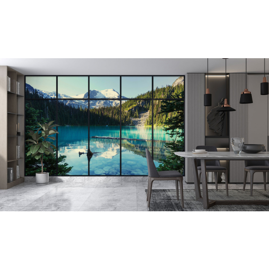 Papel pintado panorámico trampantojo - lago y montañas