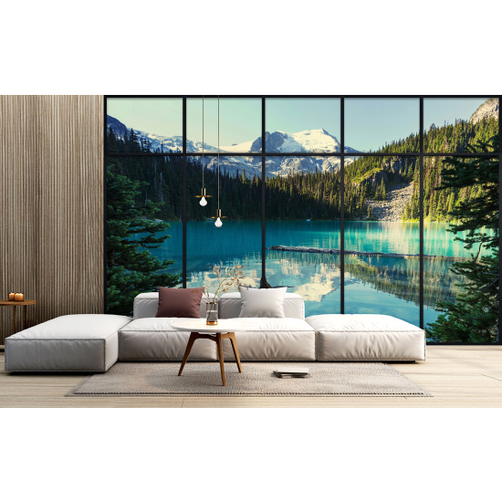 Papel pintado panorámico trampantojo - lago y montañas