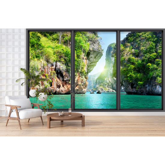 Papel pintado panorámico trampantojo - Moneda paradisíaca