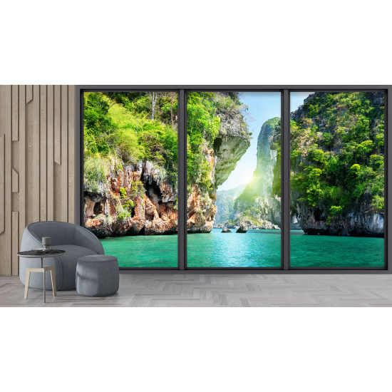 Papel pintado panorámico trampantojo - Moneda paradisíaca