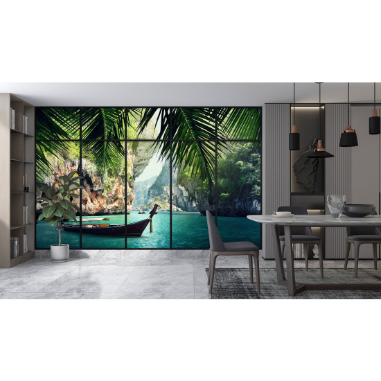 Papel pintado panorámico trampantojo - Moneda paradisíaca