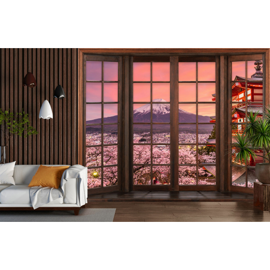 Papel pintado panorámico trampantojo - Monte Fuji Japón