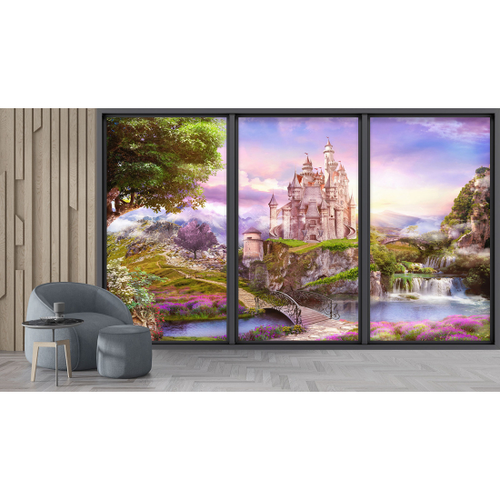 Papel pintado panorámico trampantojo para niños - Infantil - Castillo