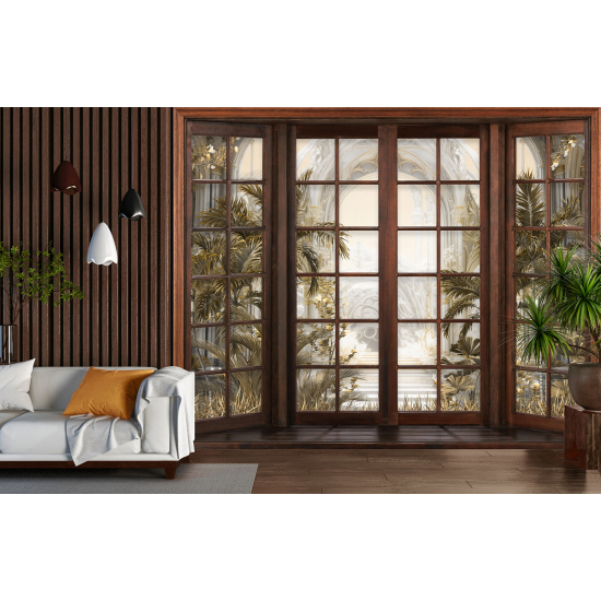 Papel pintado panorámico trampantojo - Plantas Pasillo