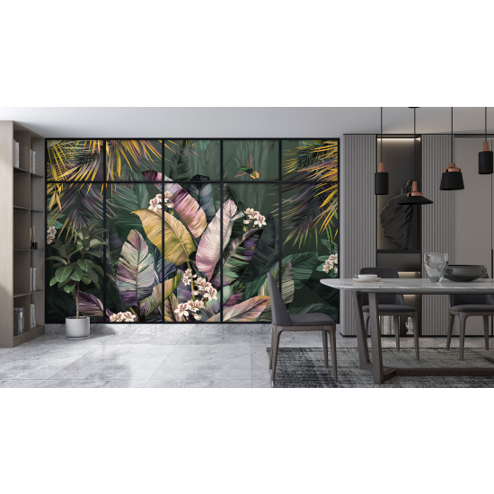 Papel pintado panorámico trampantojo - Plantas tropicales