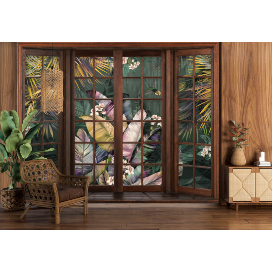 Papel pintado panorámico trampantojo - Plantas tropicales