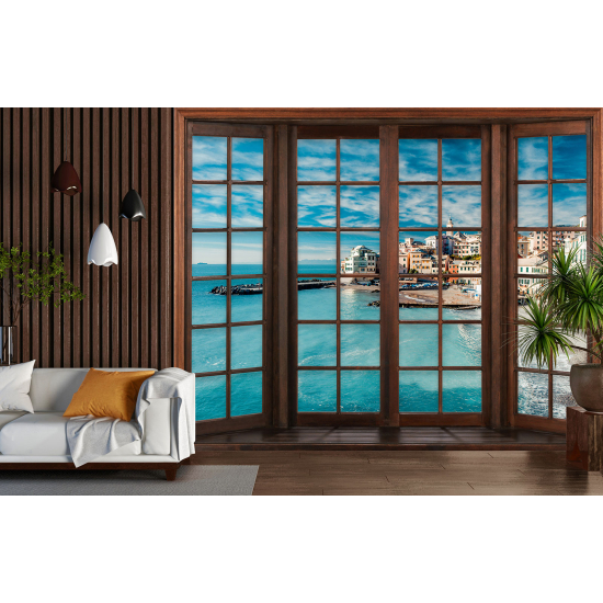 Papel pintado panorámico trampantojo - Pueblo Mediterráneo