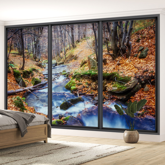 Papel pintado panorámico trampantojo - Río bosque
