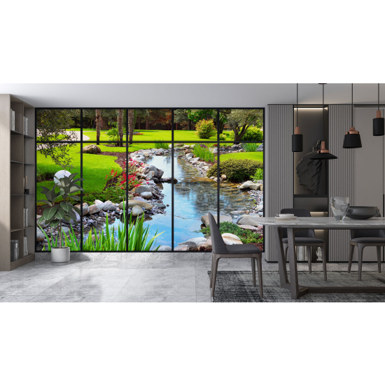 Papel pintado panorámico trampantojo - Río jardín