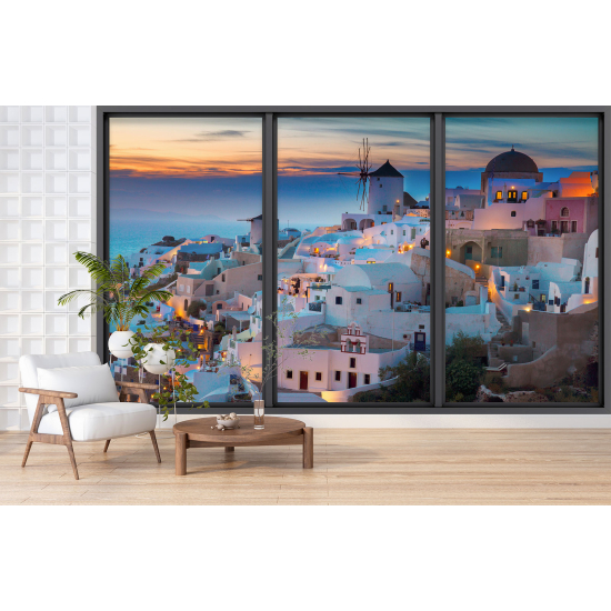 Papel pintado panorámico trampantojo - Santorini