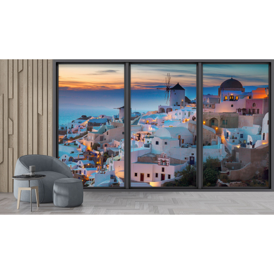 Papel pintado panorámico trampantojo - Santorini