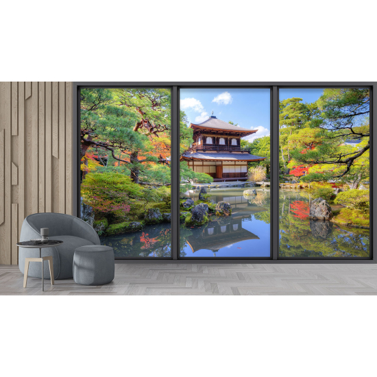 Papel pintado panorámico trampantojo - Templo japonés