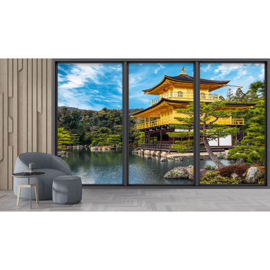 Papel pintado panorámico trampantojo - Templo japonés
