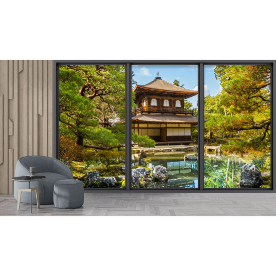 Papel pintado panorámico trampantojo - Templo japonés