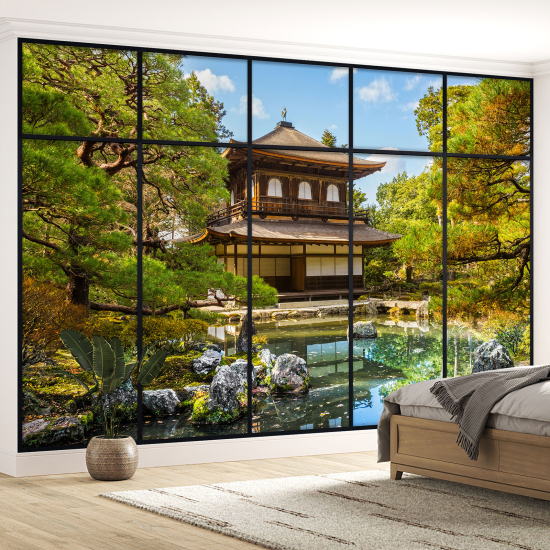 Papel pintado panorámico trampantojo - Templo japonés