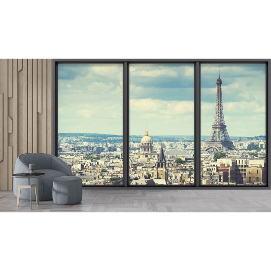Papel pintado panorámico trampantojo - Torre Eiffel de París