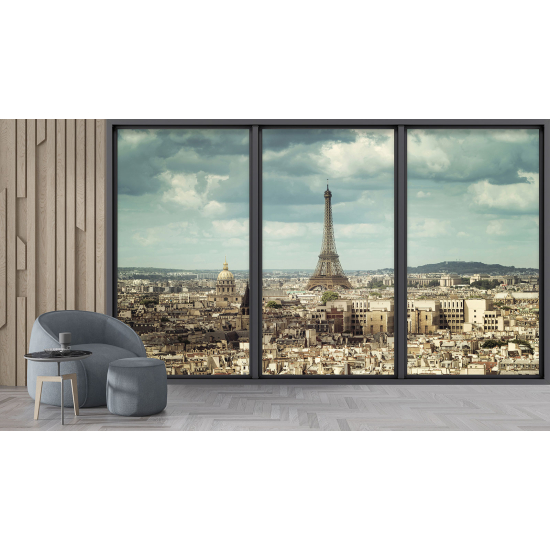 Papel pintado panorámico trampantojo - Torre Eiffel de París