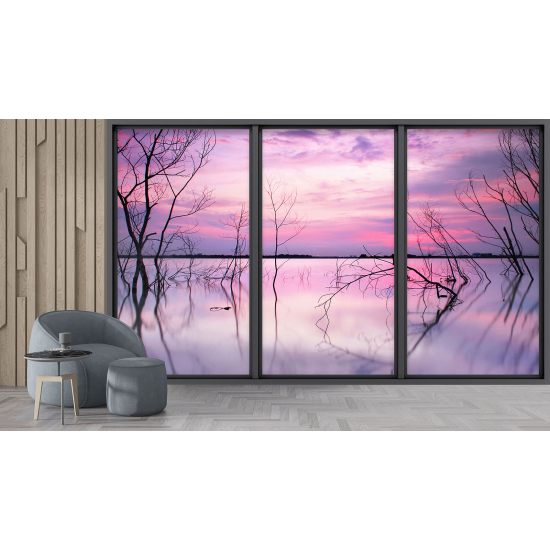Papel pintado panorámico trampantojo - Vista al lago