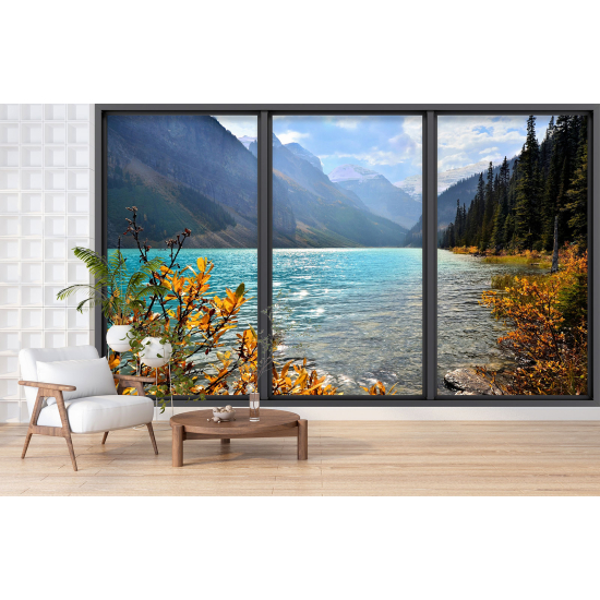 Papel pintado panorámico trampantojo - Vista al lago