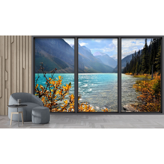 Papel pintado panorámico trampantojo - Vista al lago