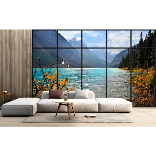 Papel pintado panorámico trampantojo - Vista al lago