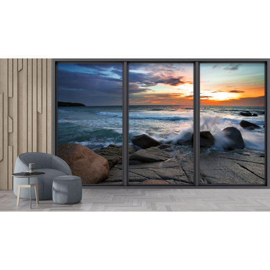 Papel pintado panorámico trampantojo - Vista al mar