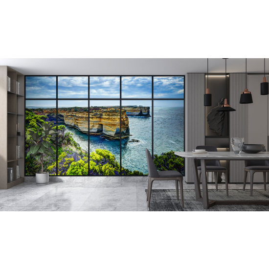Papel pintado panorámico trampantojo - Vista al mar acantilados