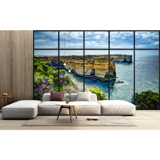 Papel pintado panorámico trampantojo - Vista al mar acantilados