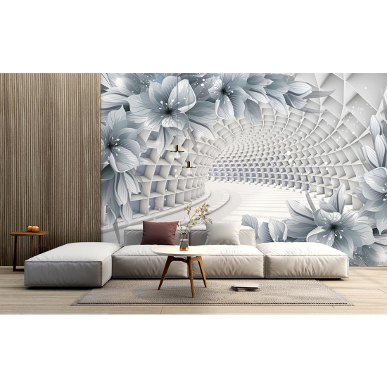 Papel pintado panorámico - Túnel 3D flores