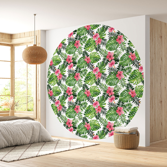 Papel pintado redondo - Motivo floral