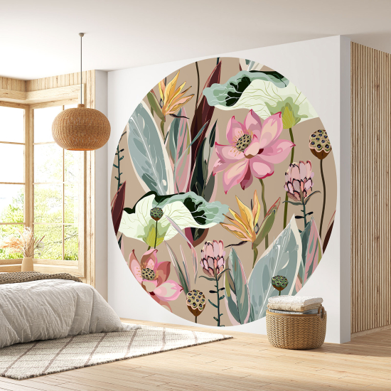 Papel pintado redondo - Motivo floral